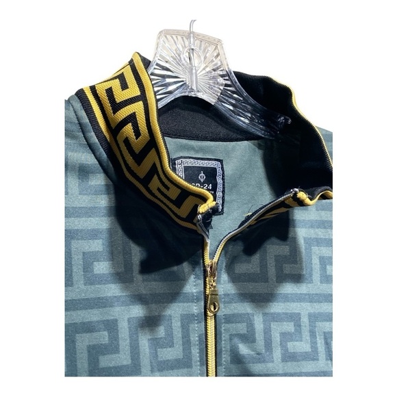 Mens CR-24 Burdo Comatose Greek Ket Print Athletic Zip Front Jackey - Picture 3 of 4